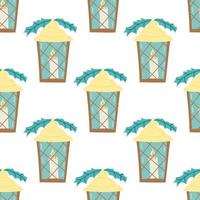 Seamless pattern with a lantern. Flat vector illustration