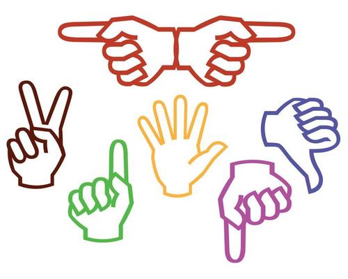 multicolored hands on a white background