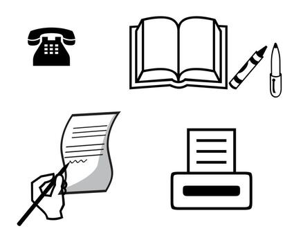 hand handle phone printer notebook on a white background vector