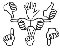 different hands on a white background vector