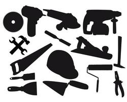 various construction tools on a white background vector