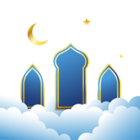 ilustración de mezquita islámica con decoración de luna y estrella png