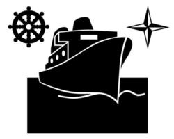 ship on the water on a white background vector