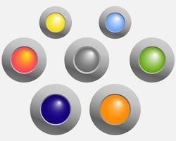 buttons in different colors on a light gray background vector