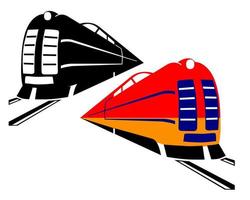 two trains black and red on a white background vector