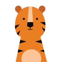 Cute tiger flat design. Animal character png