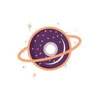 diseño del logotipo vectorial del planeta donut. plantilla de diseño de logotipo de panadería única. vector