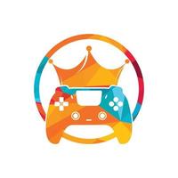 diseño del logotipo vectorial del rey del juego. gamepad con diseño de icono de vector de corona.