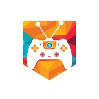 Gaming tv vector logo design. Television and Gamepad icon vector design.