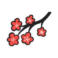 sakura o flor de cerezo. símbolo japonés icónico en la ilustración dibujada a mano. la cultura tradicional de japón. png