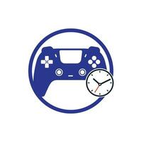 Gaming time vector logo design. Game console with clock icon vector logo design.