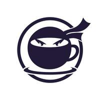 Ninja coffee vector logo design.