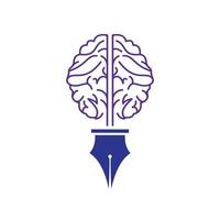 Brain pen vector logo design template.