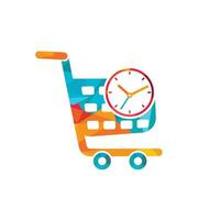 Shopping time vector logo design template.