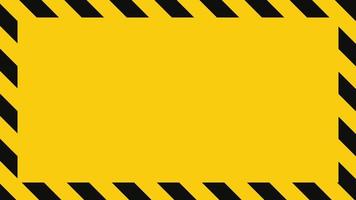 Warning frame with yellow and black diagonal stripes. Rectangle warn frame. Yellow and black caution tape border. Vector illustration on light background