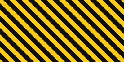 Warning seamless pattern with yellow and black diagonal stripes. Warn caution background. Yellow and black lines tape. Hazard caution sign seamless texture. Vector illustration