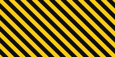 Warning seamless pattern with yellow and black diagonal stripes. Warn caution background. Yellow and black lines tape. Hazard caution sign seamless texture. Vector illustration