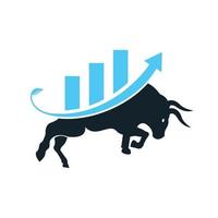 Financial bull logo design. Trade Bull Chart, finance logo. vector