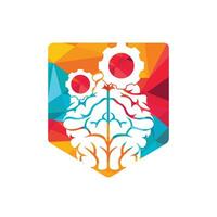 Brain and gear cog logo design. vector