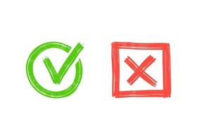 Green check and red cross mark. vector