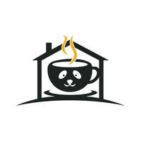 Panda coffee vector logo design template. Coffee shop or restaurant logo concept.