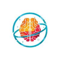 Brain planet vector logo design. Intellectual and smart logo concept.