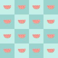 Cheerful watermelon pattern on a checkered background. Pattern for textiles, fabrics, wallpapers, napkins, wrapping paper, clothes. vector