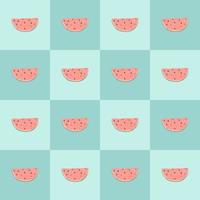 Cheerful watermelon pattern on a checkered background. Pattern for textiles, fabrics, wallpapers, napkins, wrapping paper, clothes. vector