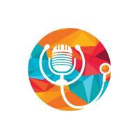 Doctor podcast vector logo design. Stethoscope and microphone illustration symbol.