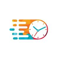 Speed time vector logo design template. Faster clock icon vector design.