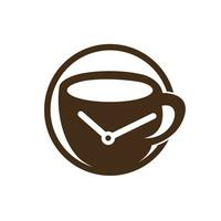 diseño de logotipo de vector de tiempo de café. diseño de concepto de reloj de tiempo de taza de café.