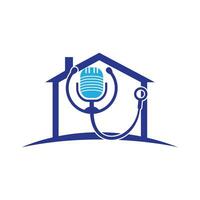 Doctor podcast vector logo design. Stethoscope and microphone illustration symbol.