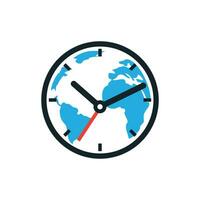 plantilla de diseño de logotipo de vector de mundo de tiempo. símbolo o icono del planeta del tiempo.