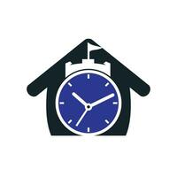 Clock castle vector logo design.