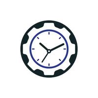 diseño del logotipo del vector de tiempo de servicio. engranaje y diseño vectorial de iconos de reloj analógico.