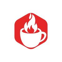 Hot coffee vector logo design template.