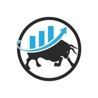 Financial bull logo design. Trade Bull Chart, finance logo. vector