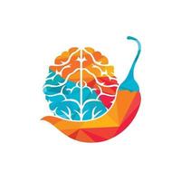 Chili brain vector logo design template. Spicy intelligence logo design concept.