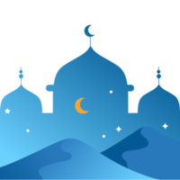 illustration of islamic mosque with moon and star decoration png