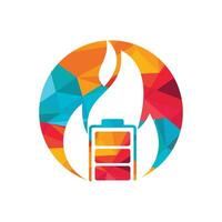 Battery fire vector logo design.