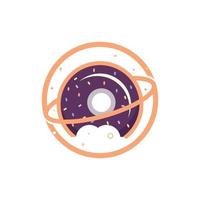 diseño del logotipo vectorial del planeta donut. plantilla de diseño de logotipo de panadería única. vector