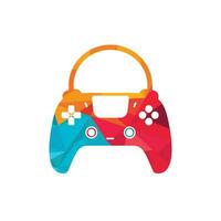 Game shop vector logo. design. Shopping bag combination joystick icon vector design.