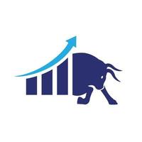 Financial bull logo design. Trade Bull Chart, finance logo. vector