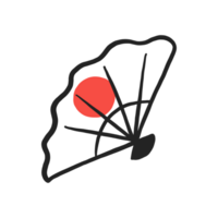 handled hand, traditional Japan's stuff. iconic Japanese symbol in hand drawn illustration. Japan's traditional culture. png