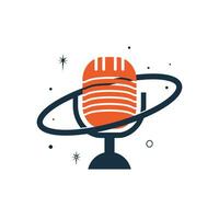 Podcast planet vector logo design. Creative space podcast logo design.