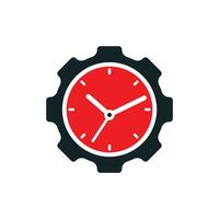 diseño del logotipo del vector de tiempo de servicio. engranaje y diseño vectorial de iconos de reloj analógico.