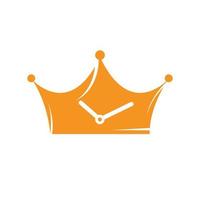 plantilla de diseño de logotipo de vector de tiempo de rey. corona con diseño de logotipo de vector de icono de reloj.