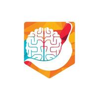 Chili brain vector logo design template. Spicy intelligence logo design concept.