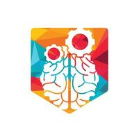 Brain and gear cog logo design. vector