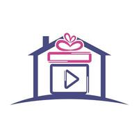 Gift video logo template design. vector